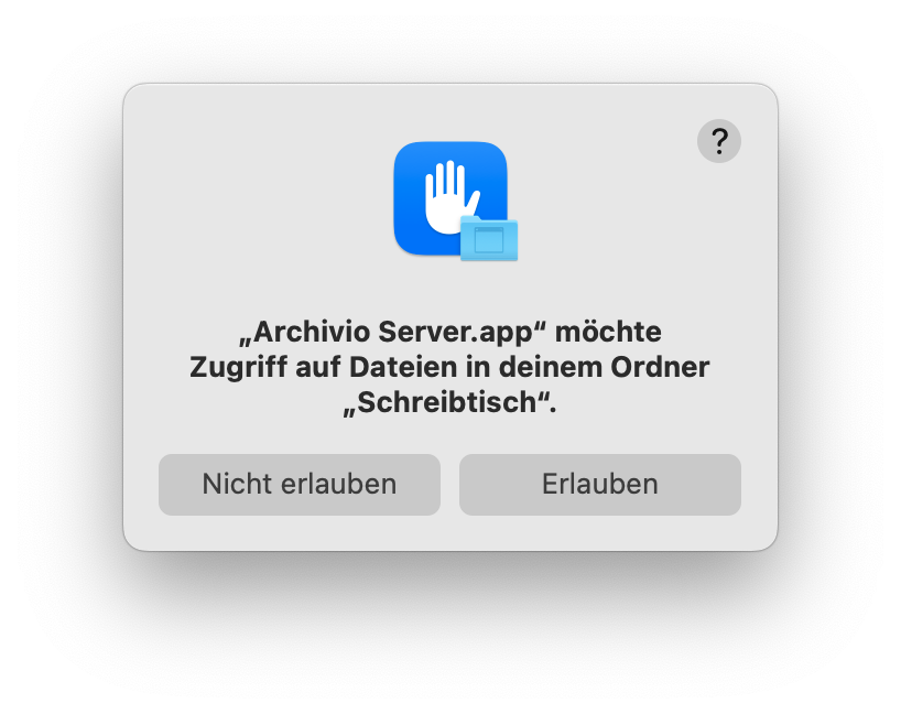 Berechtigungsdialog – Schreibtisch-Zugriff